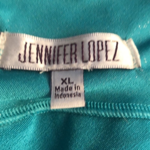 Jennifer Lopez size XL turquoise green v- neck front & back faux wrap - Picture 5 of 16
